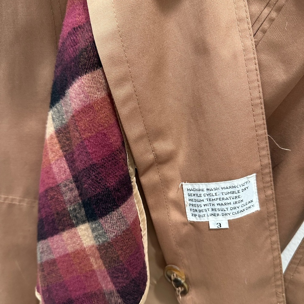 Vintage Nordstrom Brass Plum Trench Coat long jacket fully lined tan brown belt - Picture 7 of 10